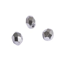 Perles en verre facettées argent brillant 6 mm