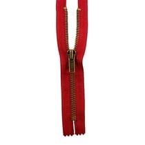 Fermeture à glissière Laiton NS - 15cm - Rouge
