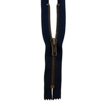 Fermeture à glissière Laiton NS - 18cm - Bleu Marine
