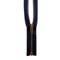 Fermeture à glissière Laiton - 75cm - Bleu Marine