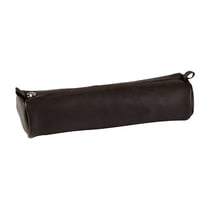 Trousse ronde 1 compartiment Clairefontaine - Cuir teinté - Noir