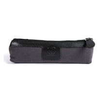 Trousse cuir - 18,5x4x1 cm - gris et noir