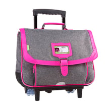 Cartable à roulettes Tann's - Gris Chiné/Rose -  2 compartiments