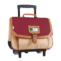 Cartable à roulettes Tann's - Grenat/Sable - Iconic - 2 compartiments