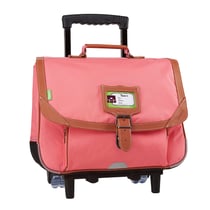 Cartable à roulettes Tann's - Rose Corail - « Les Incontournables » - 2 compartiments