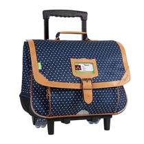 Cartable à roulettes Tann's - Pois Indigo -  2 compartiments