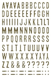 Stickers Glitty -10,5 x 16 cm - Alphabet / chiffres, or - 2 planches