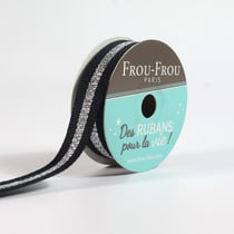 Bobinette Frou-Frou - 4 m x 15 mm - Gros grain - brillant Noir de jais