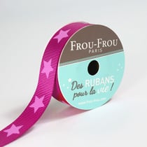 Bobinette Frou-Frou - 4 m x 16 mm - Gros grain - Étoile Camelia