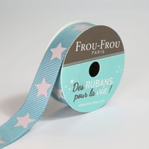 Bobinette Frou-Frou - 4 m x 16 mm - Gros grain - étoile Celadon