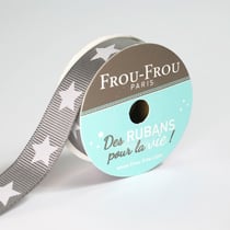 Bobinette Frou-Frou - 4 m x 16 mm - Gros grain - etoile Ciel d'orage
