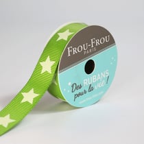 Bobinette Frou-Frou - 4 m x 16 mm - Gros grain - etoile Jardin d'oliviers