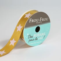 Bobinette Frou-Frou - 4 m x 16 mm - Gros grain - etoile Poussiere d'or
