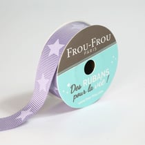 Bobinette Frou-Frou - 4 m x 16 mm - Gros grain - etoile Violet sage