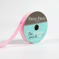 Bobinette Frou-Frou - 5 m x 10 mm - Gros grain - message Douceur mandarine