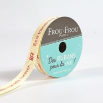 Bobinette Frou-Frou - 5 m x 10 mm - Gros grain - message Ivoire nacre
