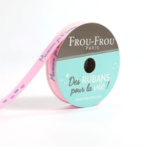 Bobinette Frou-Frou - 5 m x 10 mm - Gros grain - message Petale de rose