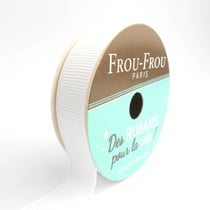 Bobinette Frou-Frou - 6 m x 16 mm - Gros grain - Neige