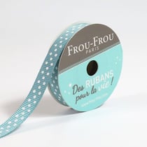Bobinette Frou-Frou - 4 m x 10 mm - Gros grain - pois Emeraude