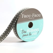 Bobinette Frou-Frou - 4 m x 10 mm - Gros grain - surpique Ciel d'orage