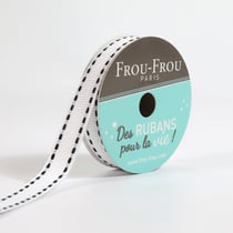Bobinette Frou-Frou - 4 m x 10 mm - Gros grain - surpique Neige