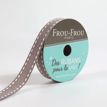 Bobinette Frou-Frou - 4 m x 10 mm - Gros grain - surpique Taupe
