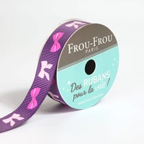 Bobinette Frou-Frou - 4 m x 16 mm - Gros grain - thème Lavande rosee