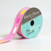 Bobinette Frou-Frou - 4 m x 16 mm - Gros grain - thème Pommette