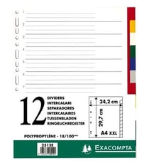 INTERCALAIRES POLYPRO COULEUR INTERCALAIRES POLYPRO COULEUR A4 12 POSI