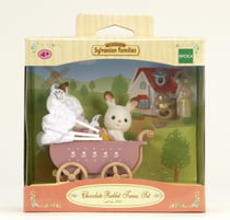 Sylvanian Families® Figurine jumeaux lapin chocolat et poussette 5432