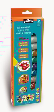 Coffret "Je crée mes autocollants" - Arti'stick - 12 tubes - 20ml