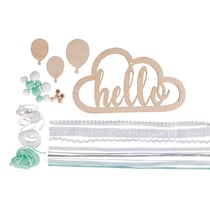 Kit nuage en bois avec rubans - Hello