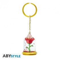 La belle et la bete porte-cles 3d rose
