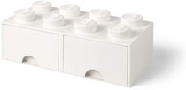 Brique de rangement empilable à 2 tiroirs 8 plots LEGO® Blanc