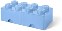 Brique de rangement empilable à 2 tiroirs 8 plots LEGO® Bleu ciel