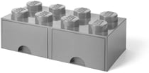 Brique de rangement empilable à 2 tiroirs 8 plots LEGO® Gris