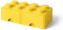 Brique de rangement empilable à 2 tiroirs 8 plots LEGO® Jaune