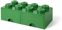 Brique de rangement empilable à 2 tiroirs 8 plots LEGO® Vert