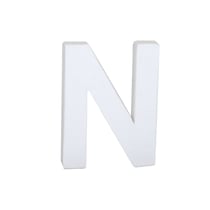Lettre N majuscule - carton blanc - 12 cm
