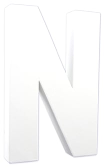 Décopatch Lettre N en papier mâché blanc - 20,5 cm