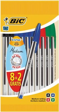 Pochette 8+2 gratuits stylos bille cristal