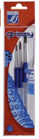 Lot 3 pinceaux Grippy rond n°6. 10 et 14