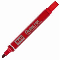 Marqueur permanent - Rouge - N60 - Pointe biseautée - Pentel