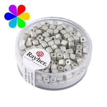 Perles Metallic-dés dépolis - 3.4 mm blanc 