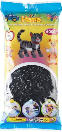 Sachet de perles Hama - 5 mm - Noires - 6000 pièces