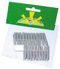 24 mini pinces à linge blanches + 20 étiquettes kraft Fanion