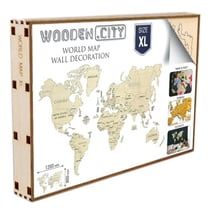 Carte du monde bois - Wooden City - 120 x 80 cm