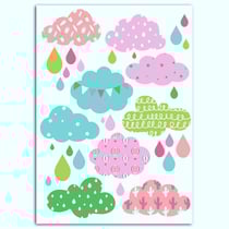 Papier transfert textile Nuages et gouttes - 15x21cm