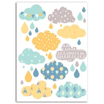 Papier transfert textile - Nuages et gouttes - 15x21cm