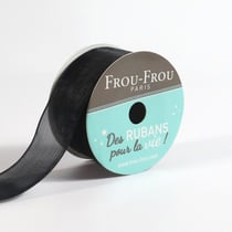 Bobinette Frou-Frou - 8 m x 25 mm - Organza - Noir de jais